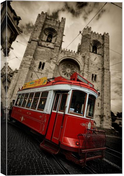  Lisbon Cathedral Tram Canvas Print by Broadland Photography