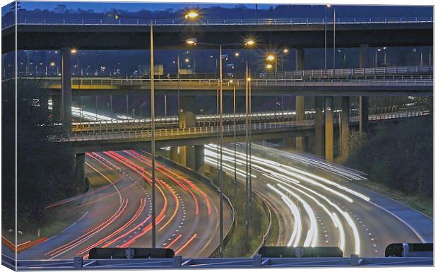  Motorway Junction of M23 and M25 at dusk Canvas Print by Michael Chandler