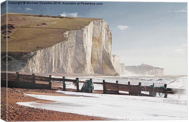  The Seven Sisters, from Cuckmere Haven Canvas Print by Michael Chandler