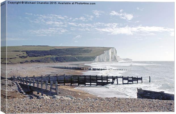  The Seven Sisters, from Cuckmere Haven Canvas Print by Michael Chandler
