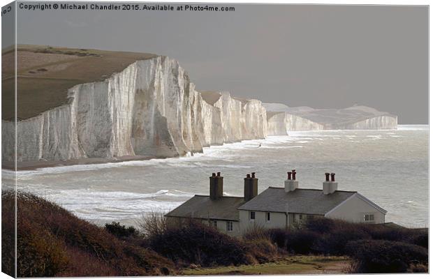  The Coastguard Cottages at Cuckmere Haven, E Suss Canvas Print by Michael Chandler