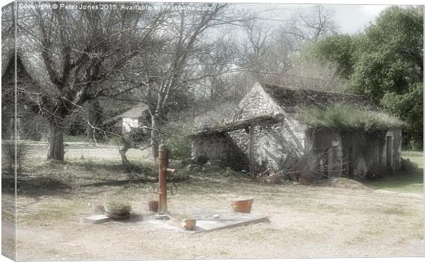  St Cernin de Labarde traditional water pump Canvas Print by Peter Jones