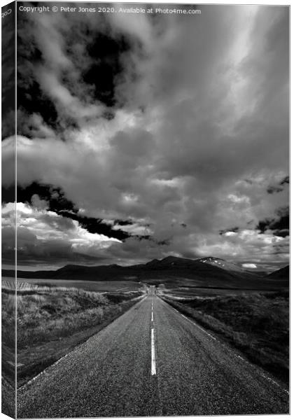 A835 from Inverness to Ullapool, Scotland. Canvas Print by Peter Jones