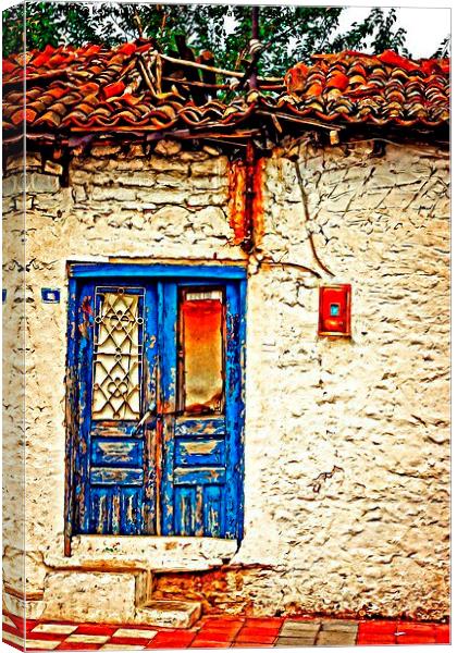 Digital painting of a Turkish village street scene Canvas Print by ken biggs