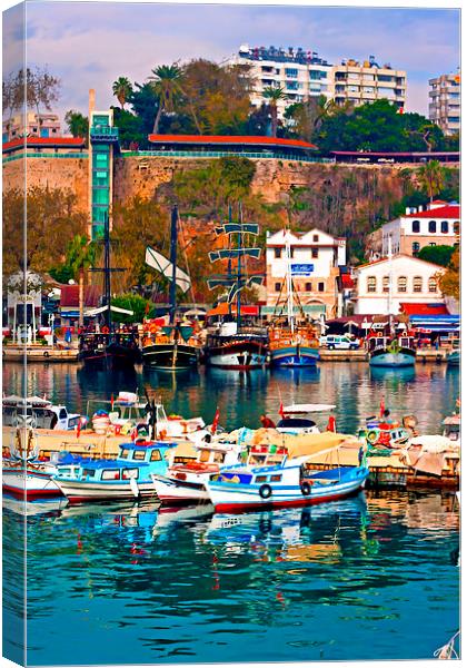Digital painting of Kaleici, Antalya's old town ha Canvas Print by ken biggs
