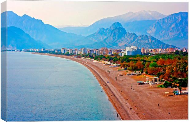 Digital painting of the Turkish coastline resort o Canvas Print by ken biggs