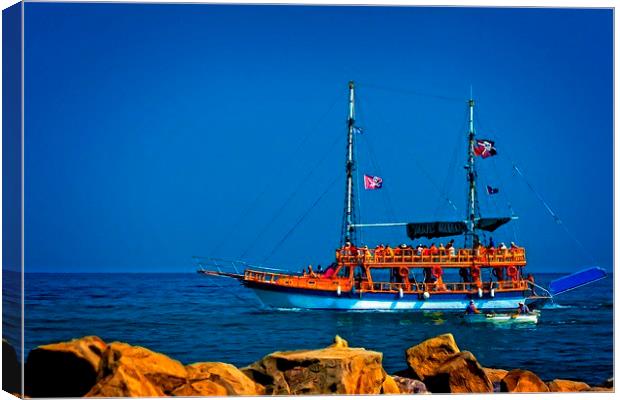 A digitally converted painting of a Turkish gulet  Canvas Print by ken biggs