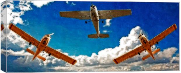 Digital painting of small fixed wing trainer plane Canvas Print by ken biggs