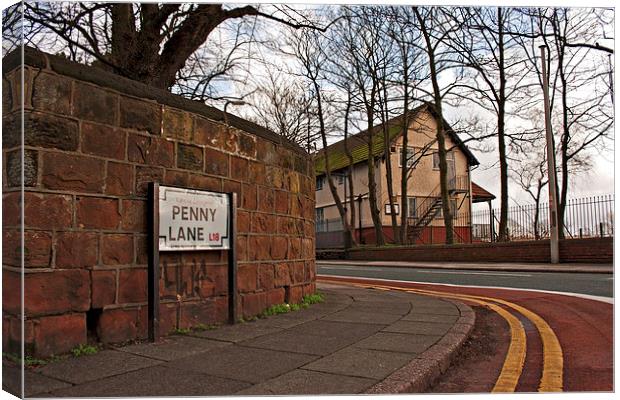 Penny Lane street sign Made famous by the Beatles Canvas Print by ken biggs