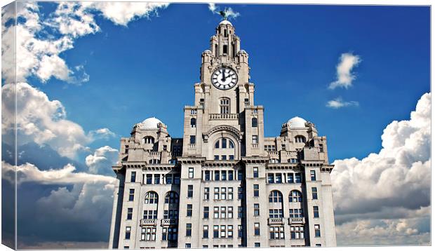 Liver Buildings on Liverpool waterfront Canvas Print by ken biggs