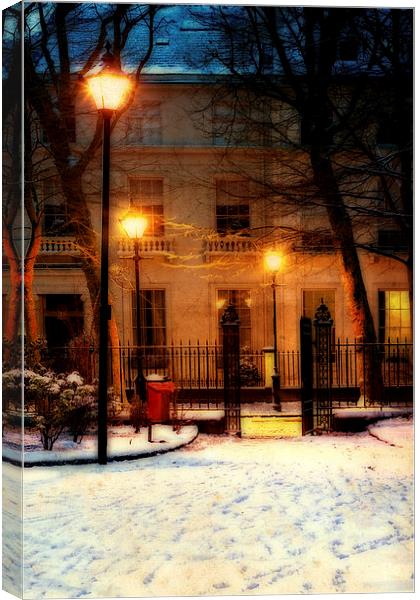 Vintage Georgian houses in traditional winter even Canvas Print by ken biggs