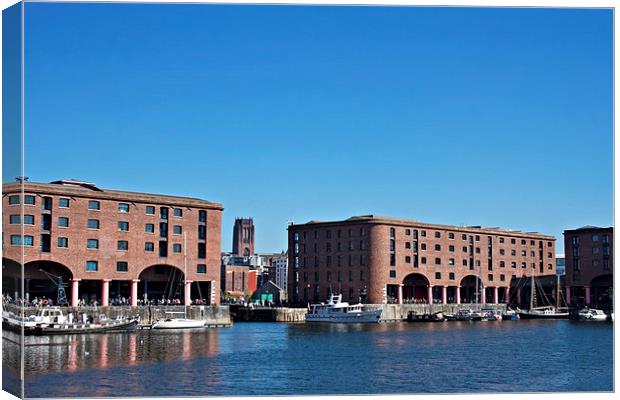 Albert Dock and Angkican Cathedral  Liverpool UK Canvas Print by ken biggs
