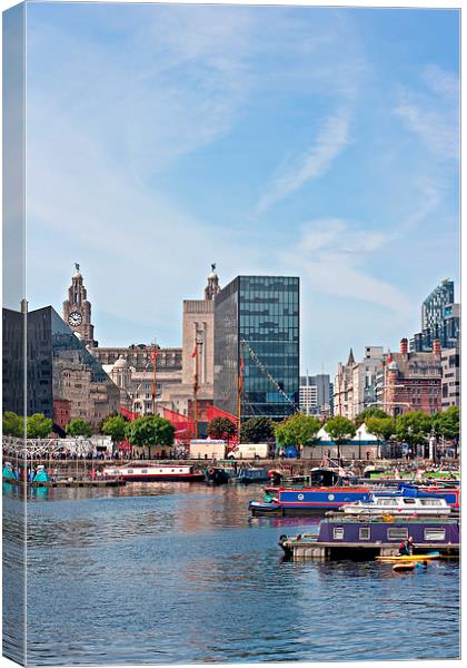 Canal barges in Liverpool's Albert Dock Canvas Print by ken biggs