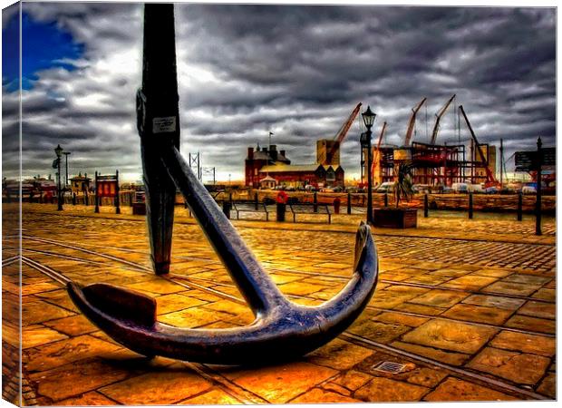  large anchor in Albert Dock Liverpool UK Canvas Print by ken biggs