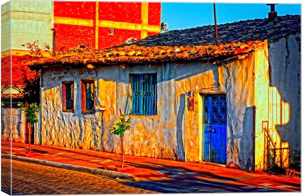 A digitally constructed painting a Turkish village Canvas Print by ken biggs