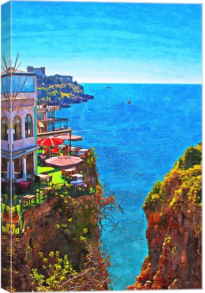 Digital painting of the Turkish coastline resort o Canvas Print by ken biggs