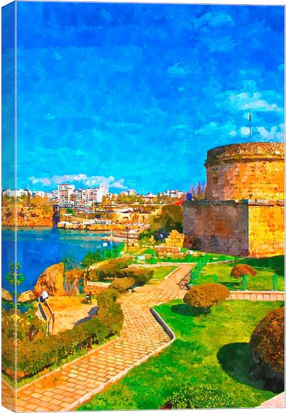 painting of Kaleici in Antalya Turkey Canvas Print by ken biggs