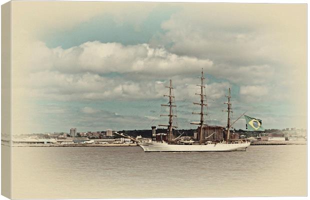 A tall ship on the river mersey Canvas Print by ken biggs