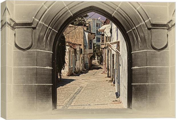 village street through arched doors  Canvas Print by ken biggs