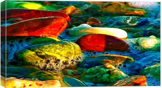Colorful Pebbles on the seashore  Canvas Print by ken biggs