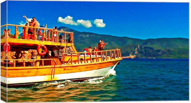 A daily cruise boat in Turkey  Canvas Print by ken biggs