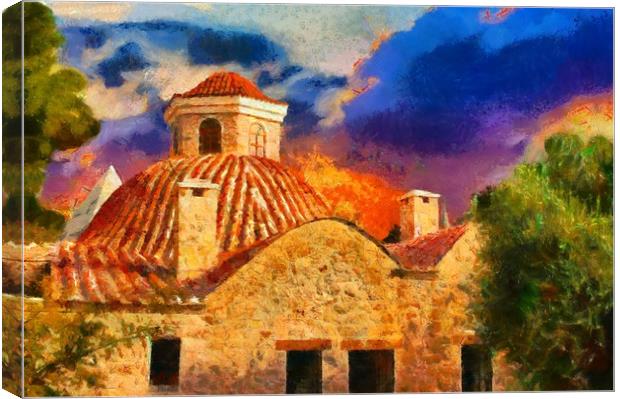 A digital painting of a View of Kaleici Antalya Tu Canvas Print by ken biggs