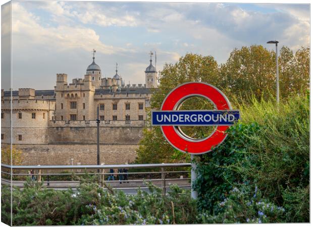 Tower of London and an underground sign Canvas Print by Andrew Scott
