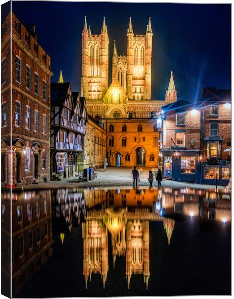 Lincoln Cathedral reflections Canvas Print by Andrew Scott