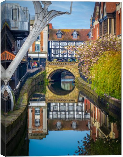 High Bridge, Lincoln - reflections Canvas Print by Andrew Scott