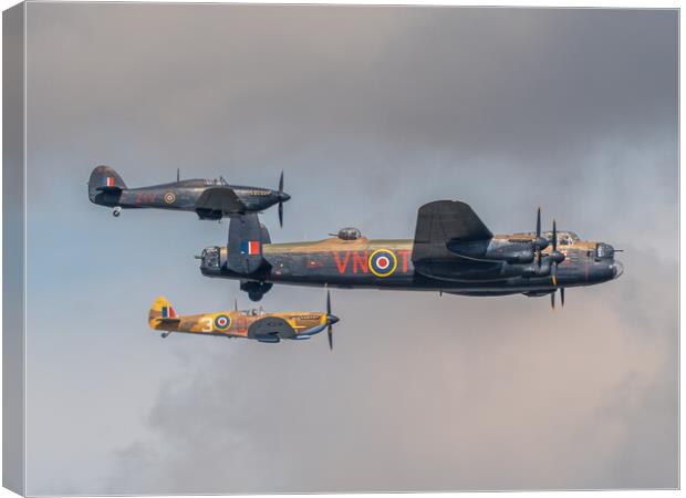 BBMF Lancaster, Spitfire and Hurricane Canvas Print by Andrew Scott