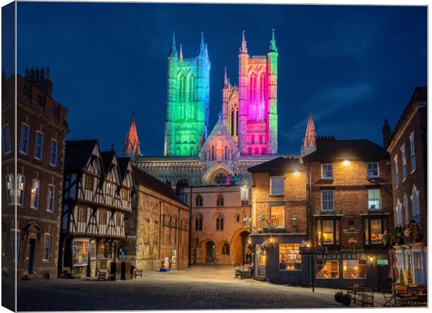 Lincoln Cathedral - Rainbow Colours for Pride Canvas Print by Andrew Scott