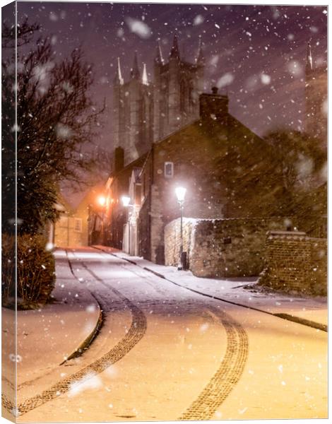 Snow falling in Lincoln  Canvas Print by Andrew Scott