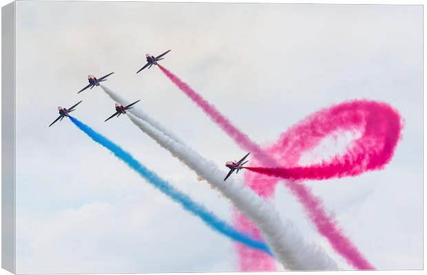  RAF Red Arrows perform the mirror roll Canvas Print by Andrew Scott