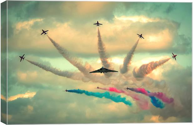  Red Arrows and AVRO Vulcan XH558 flypast Canvas Print by Andrew Scott