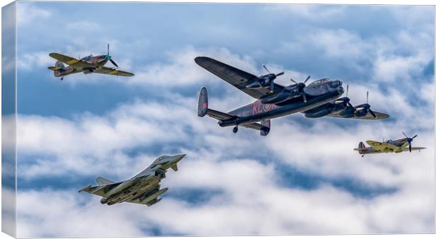 Lancaster Bomber PA474 in special formation Canvas Print by Andrew Scott