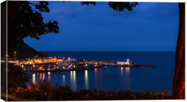 Scarborough by night Canvas Print by Andrew Scott