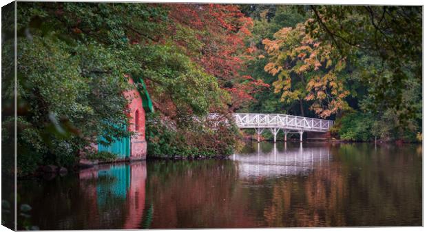 The White Bridge, Hartsholme Country Park, Lincoln Canvas Print by Andrew Scott