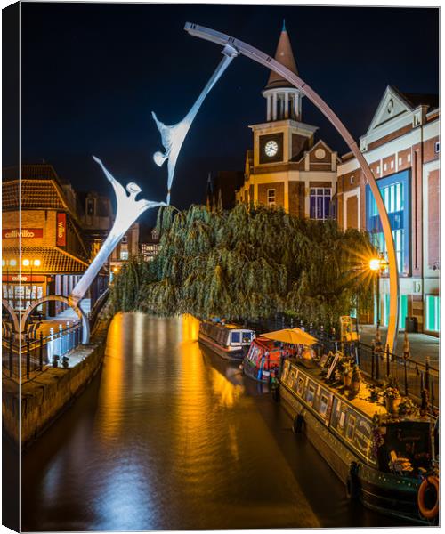 Waterside, Lincoln, at night Canvas Print by Andrew Scott