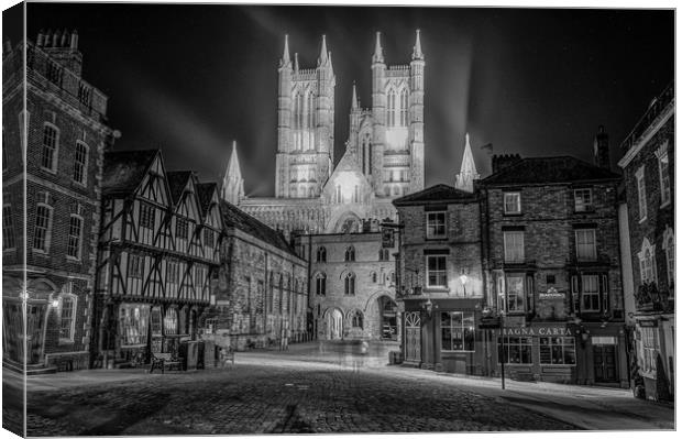 Lincoln Cathedral in black and white Canvas Print by Andrew Scott