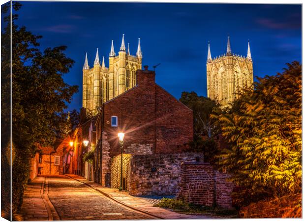 Lincoln Cathedral at night  Canvas Print by Andrew Scott