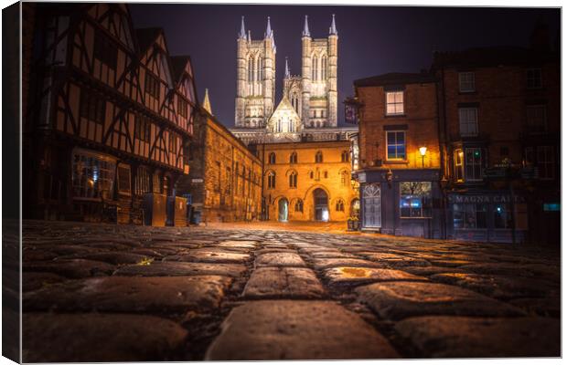 Lincoln Cathedral and the cobbles Canvas Print by Andrew Scott