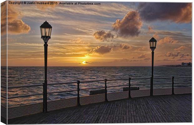  Sunset from Worthing Pier Canvas Print by Justin Hubbard