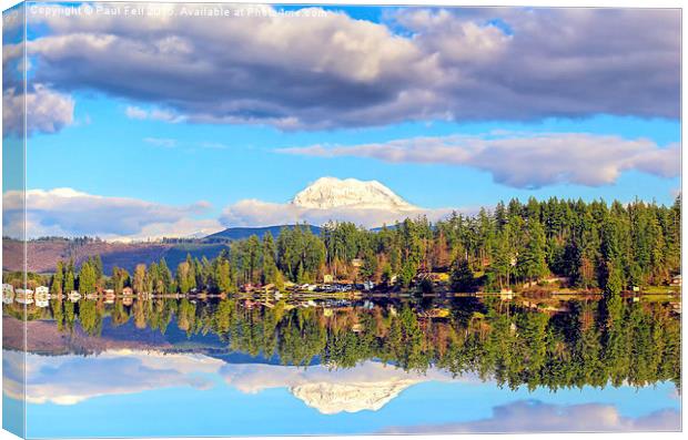 Clear Lake and Mount Ranier Canvas Print by Paul Fell