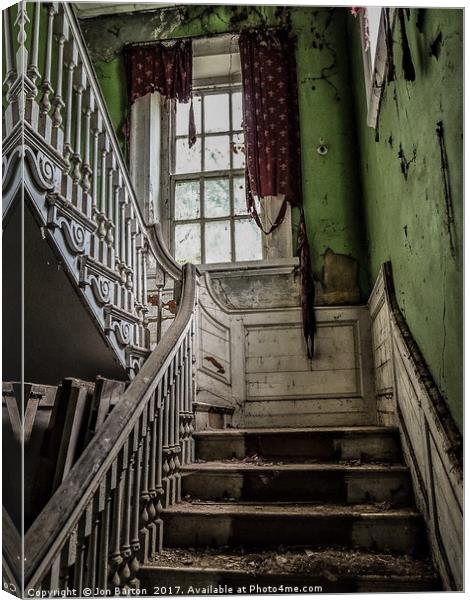 The manor stairs. Canvas Print by Jon Barton