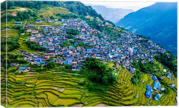 Aerial view of Bhujung village Canvas Print by Ambir Tolang