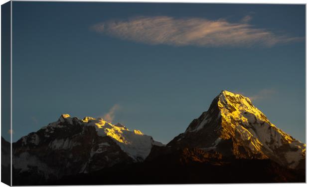 Sun ray on the Mount Annapurna Canvas Print by Ambir Tolang