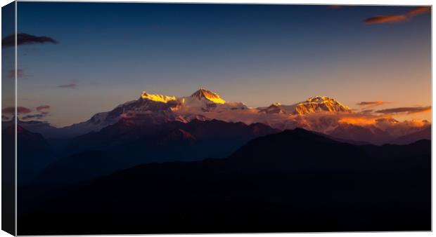 Shining Mount Annapurna Canvas Print by Ambir Tolang