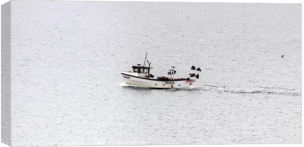 Fishing boat off the coast of Hampshire Canvas Print by Gary Turner