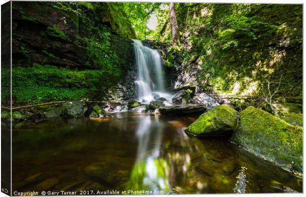 Clough House Wood Waterfall, Slaithwaite Canvas Print by Gary Turner