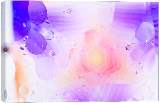 Abstract Oil And Water - Purple Canvas Print by Gary Turner